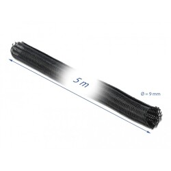 Koszulka pleciona rozciągana 5 m x 9 mm czarna Delock 18905