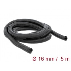 Koszulka pleciona rozciągana 5 m x 16 mm czarna Delock 18910