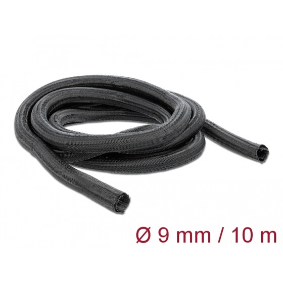 Koszulka pleciona rozciągana 10 m x 9 mm czarna Delock 18921