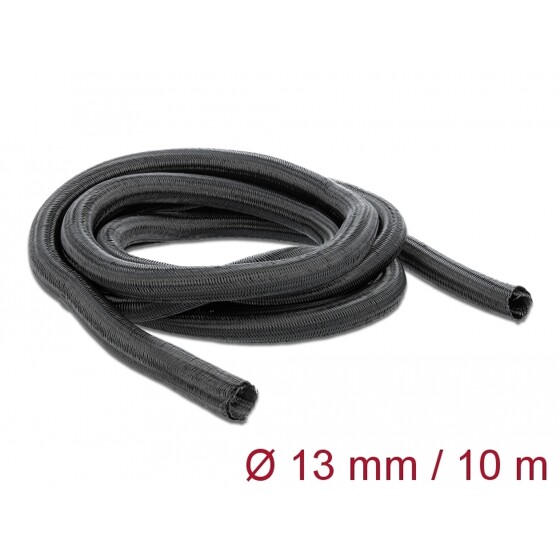Koszulka pleciona rozciągana 10 m x 13 mm czarna Delock 18922