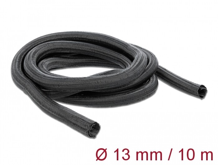 Koszulka pleciona rozciągana 10 m x 13 mm czarna Delock 18922