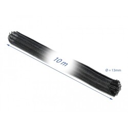 Koszulka pleciona rozciągana 10 m x 13 mm czarna Delock 18922 Koszulka pleciona rozciągana 10 m x 13 mm czarna Delock 18922