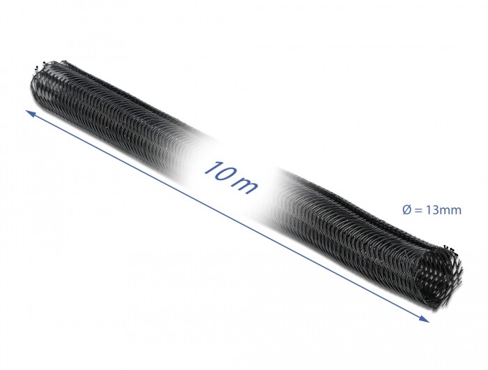Koszulka pleciona rozciągana 10 m x 13 mm czarna Delock 18922