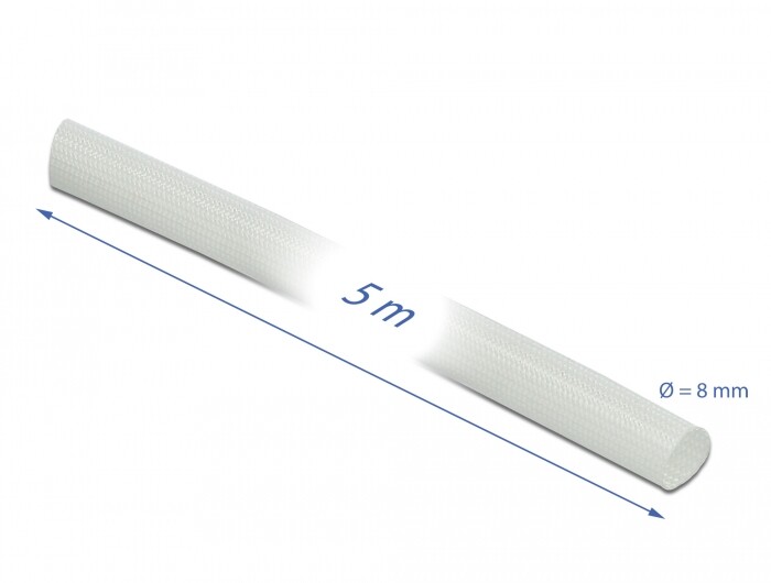 Rękaw z włókna szklanego 5 m x 8 mm biały Delock 18932