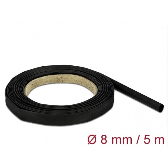 Rurka termokurczliwa 5 m x 8 mm czarna Delock 18937