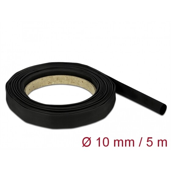 Rurka termokurczliwa 5 m x 10 mm czarna Delock 18938