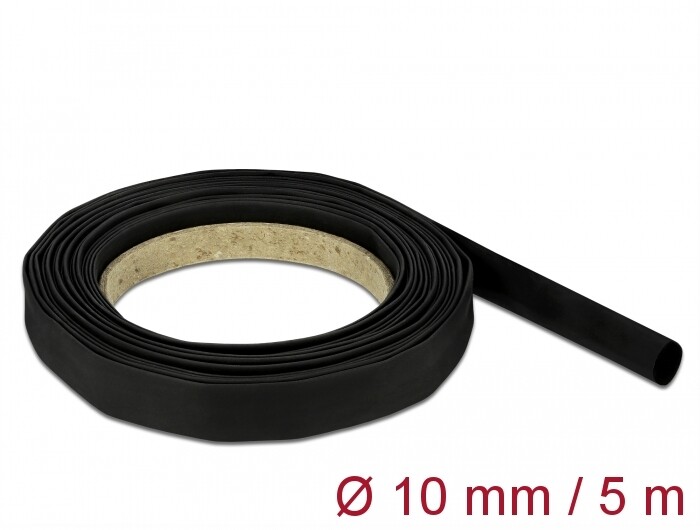 Rurka termokurczliwa 5 m x 10 mm czarna Delock 18938