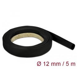 Rurka termokurczliwa 5 m x 12 mm czarna Delock 18939