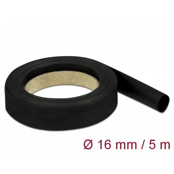 Rurka termokurczliwa 5 m x 16 mm czarna Delock 18940