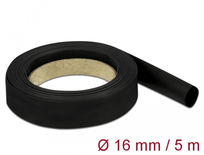 Rurka termokurczliwa 5 m x 16 mm czarna Delock 18940