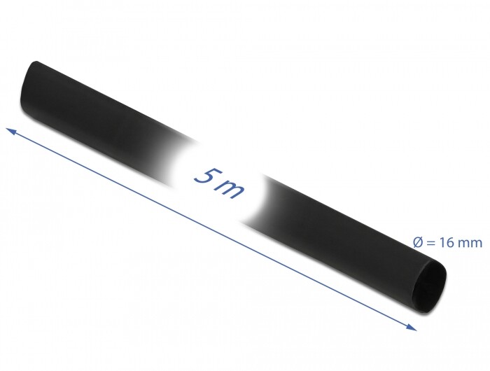 Rurka termokurczliwa 5 m x 16 mm czarna Delock 18940