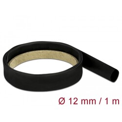 Rurka termokurczliwa 1 m x 12 mm czarna Delock 18975