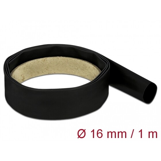 Rurka termokurczliwa 1 m x 16 mm czarna Delock 18976