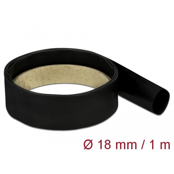 Rurka termokurczliwa 1 m x 18 mm czarna Delock 18977