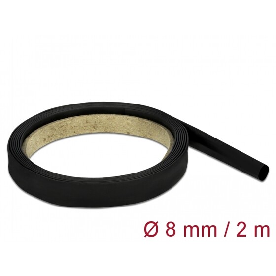 Rurka termokurczliwa 2 m x 8 mm czarna Delock 18980