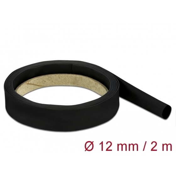 Rurka termokurczliwa 2 m x 12 mm czarna Delock 18982