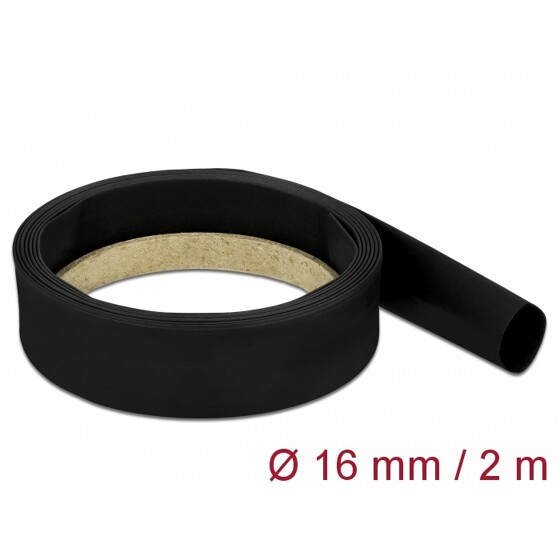Rurka termokurczliwa 2 m x 16 mm czarna Delock 18983