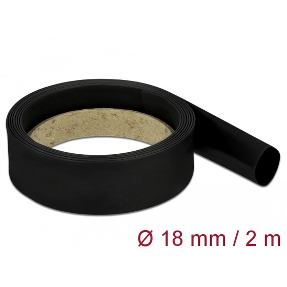 Rurka termokurczliwa 2 m x 18 mm czarna Delock 18984
