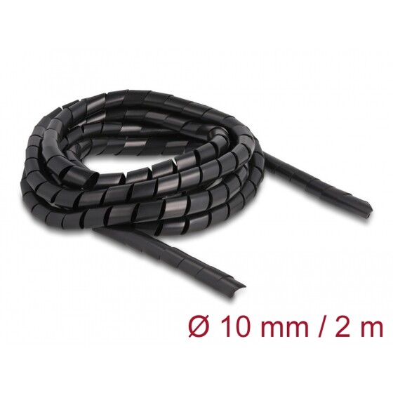 Elastyczny spiralny rękaw 2 m x 10 mm czarny Delock 19014