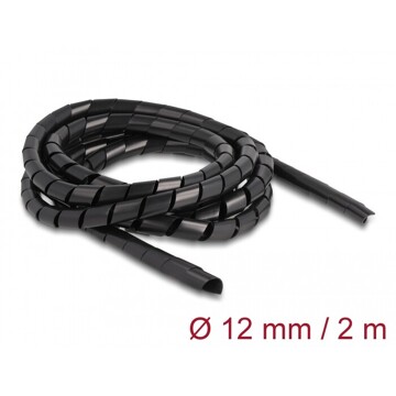 Elastyczny spiralny rękaw 2 m x 12 mm czarny Delock 19015