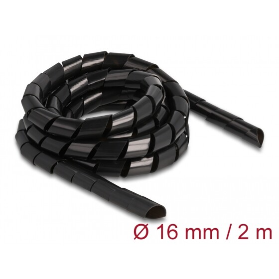 Elastyczny spiralny rękaw 2 m x 16 mm czarny Delock 19024