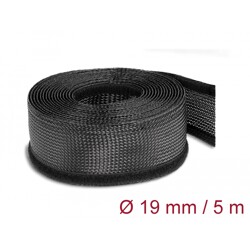 Koszulki plecione z zapięciem haczyk-pętelka 5 m x 19 mm czarne Delock 19050