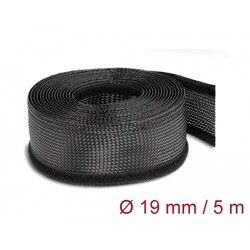 Koszulki plecione z zapięciem haczyk-pętelka 5 m x 19 mm czarne Delock 19050