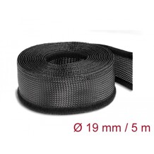 Koszulki plecione z zapięciem haczyk-pętelka 5 m x 19 mm czarne Delock 19050