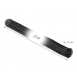 Koszulki plecione z zapięciem haczyk-pętelka 5 m x 19 mm czarne Delock 19050 Koszulki plecione z zapięciem haczyk-pętelka 5 m x 19 mm czarne Delock 19050