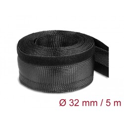 Koszulki plecione z zapięciem haczyk-pętelka 5 m x 32 mm czarne Delock 19055