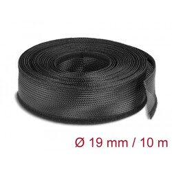 Koszulki plecione z zapięciem haczyk-pętelka 10 m x 19 mm czarne Delock 19056