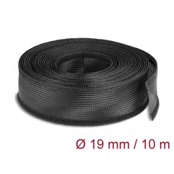 Koszulki plecione z zapięciem haczyk-pętelka 10 m x 19 mm czarne Delock 19056