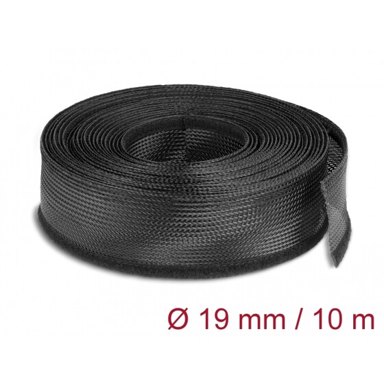 Koszulki plecione z zapięciem haczyk-pętelka 10 m x 19 mm czarne Delock 19056