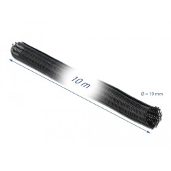 Koszulki plecione z zapięciem haczyk-pętelka 10 m x 19 mm czarne Delock 19056 Koszulki plecione z zapięciem haczyk-pętelka 10 m x 19 mm czarne Delock 19056