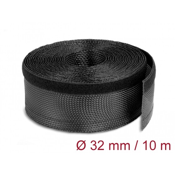 Koszulki plecione z rzepem typu haczyk-pętelka 10 m x 32 mm czarne Delock 19059