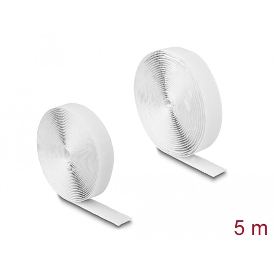 Taśma rzepowa typu haczyk-pętelka 5 m x 20 mm biała Delock 19062