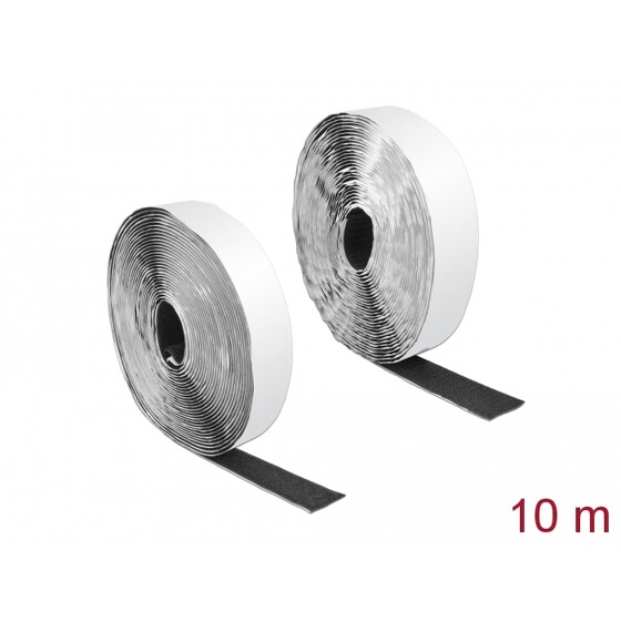 Taśma rzepowa typu haczyk-pętelka 10 m x 25 mm czarna Delock 19081