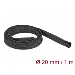 Koszulka pleciona z suwakiem 1 m x 20 mm czarna Delock 19103