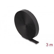 Taśma rzepowa z paskiem w rolce 3 m x 20 mm czarna Delock 19111