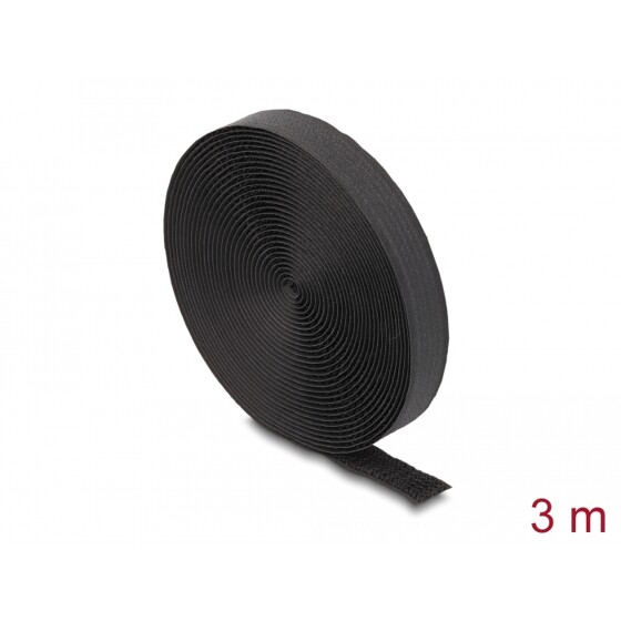 Taśma rzepowa z paskiem w rolce 3 m x 20 mm czarna Delock 19111