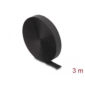 Taśma rzepowa z paskiem w rolce 3 m x 20 mm czarna Delock 19111