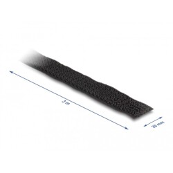 Taśma rzepowa z paskiem w rolce 3 m x 20 mm czarna Delock 19111 Taśma rzepowa z paskiem w rolce 3 m x 20 mm czarna Delock 19111