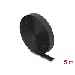 Taśma rzepowa z paskiem w rolce 5 m x 20 mm czarna Delock 19112