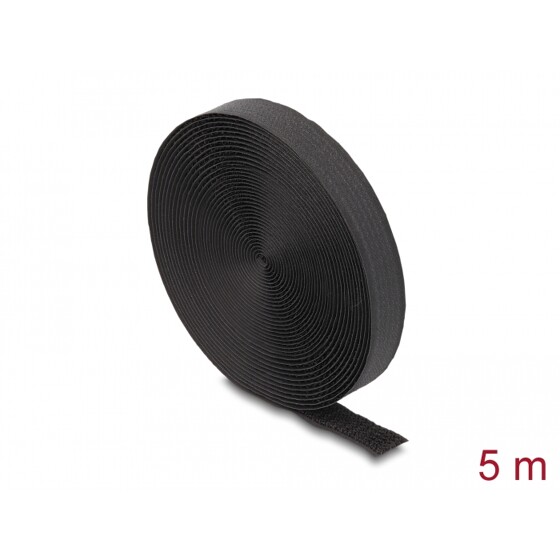Taśma rzepowa z paskiem w rolce 5 m x 20 mm czarna Delock 19112