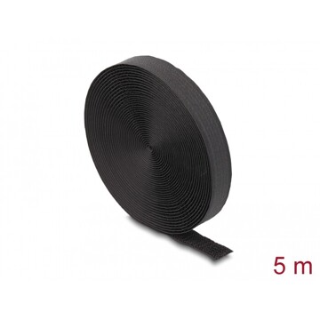 Taśma rzepowa z paskiem w rolce 5 m x 20 mm czarna Delock 19112