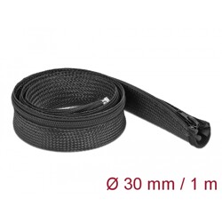 Koszulka pleciona z suwakiem 1 m x 30 mm czarna Delock 19165