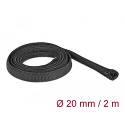 Koszulka pleciona z suwakiem 2 m x 20 mm czarna Delock 19167
