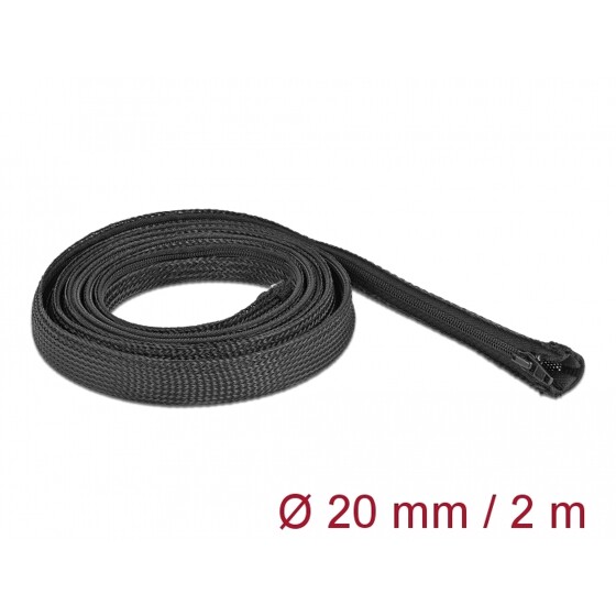 Koszulka pleciona z suwakiem 2 m x 20 mm czarna Delock 19167