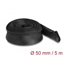 Koszulka pleciona z suwakiem odporna na temperaturę 5 m x 50 mm czarna Delock 19173