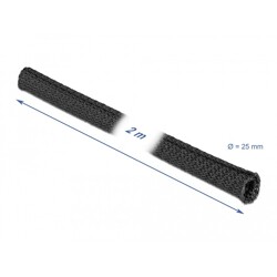 Koszulka tkana 2 m x 25 mm czarna Delock 19181 Koszulka tkana 2 m x 25 mm czarna Delock 19181